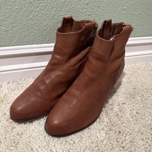 Sam Edelman Lisle Tan Leather Women Western Ankle Boots Beth Dutton Cowgirl 8.5